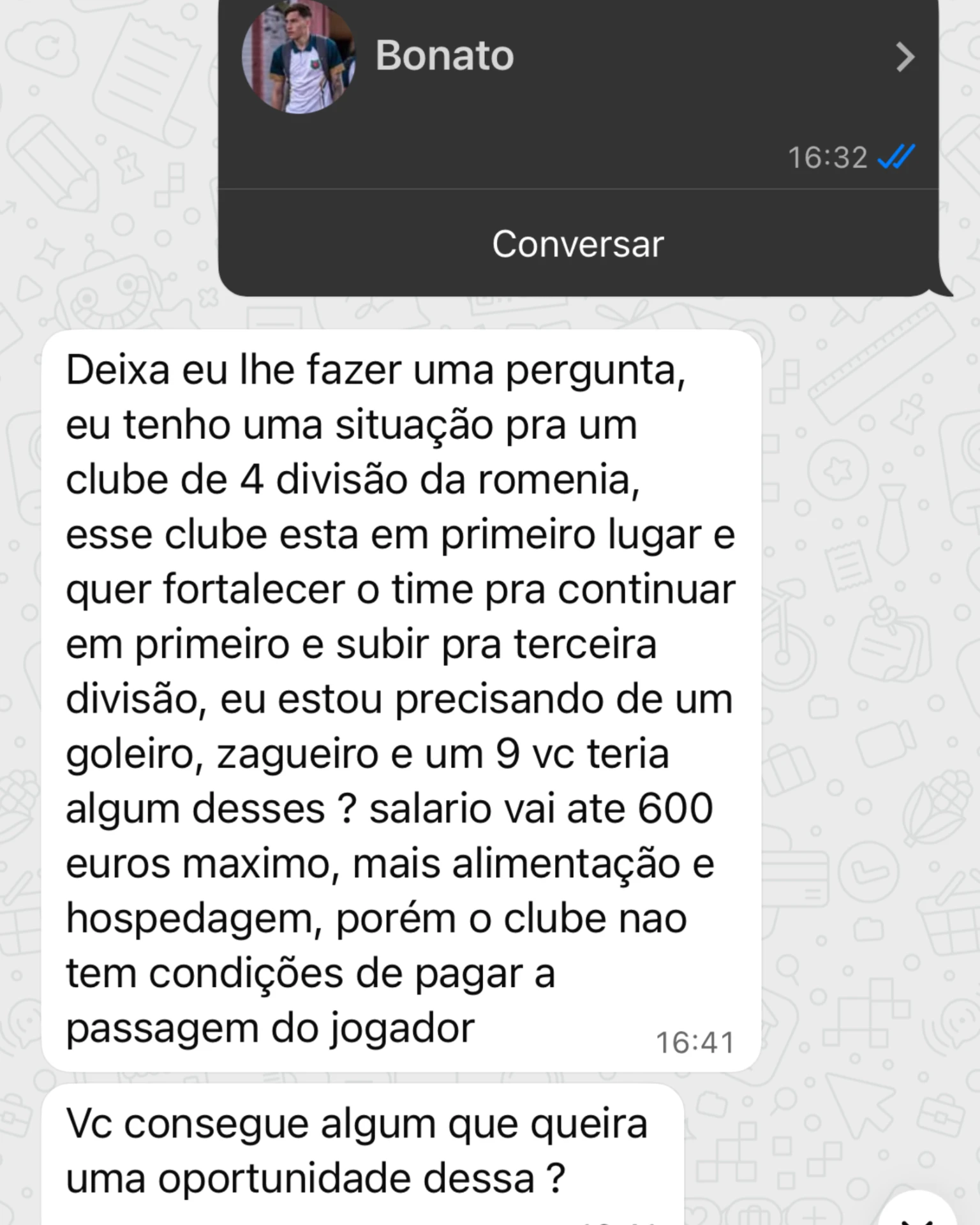 Proposta com salário e moradia